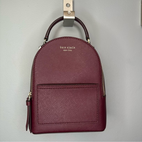 Kate Spade Cameron Mini Convertible Leather Backpack Cherrywood - Picture 2 of 10